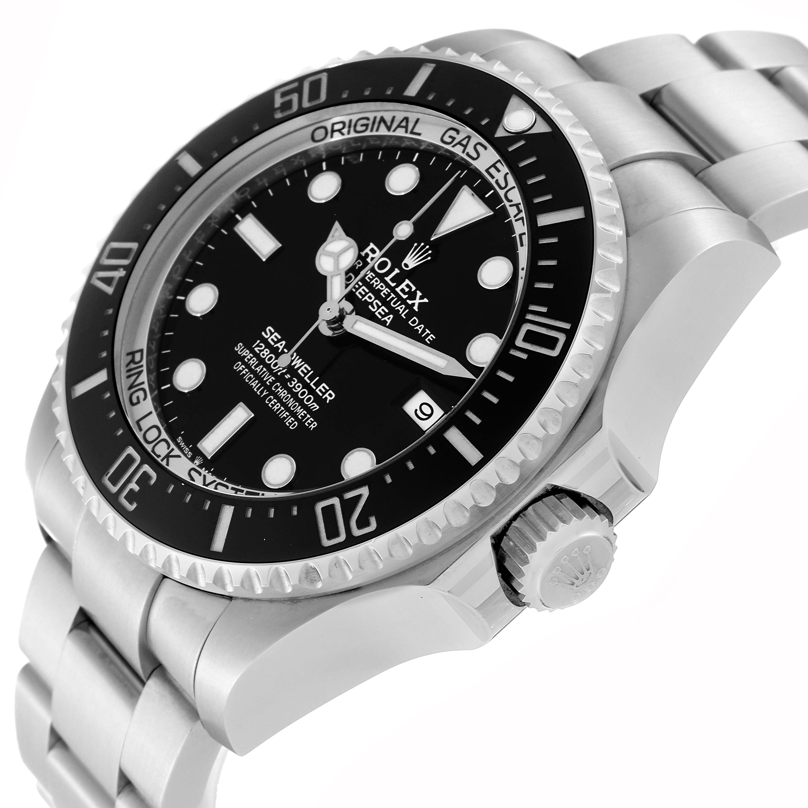 The image shows a Rolex Sea-Dweller 126660 Men
s Stainless Steel Black Dial 126660 Men
s Stainless Steel Black Dial watch at a three-quarter angle, highlighting the face, bezel, crown, and part of the bracelet.