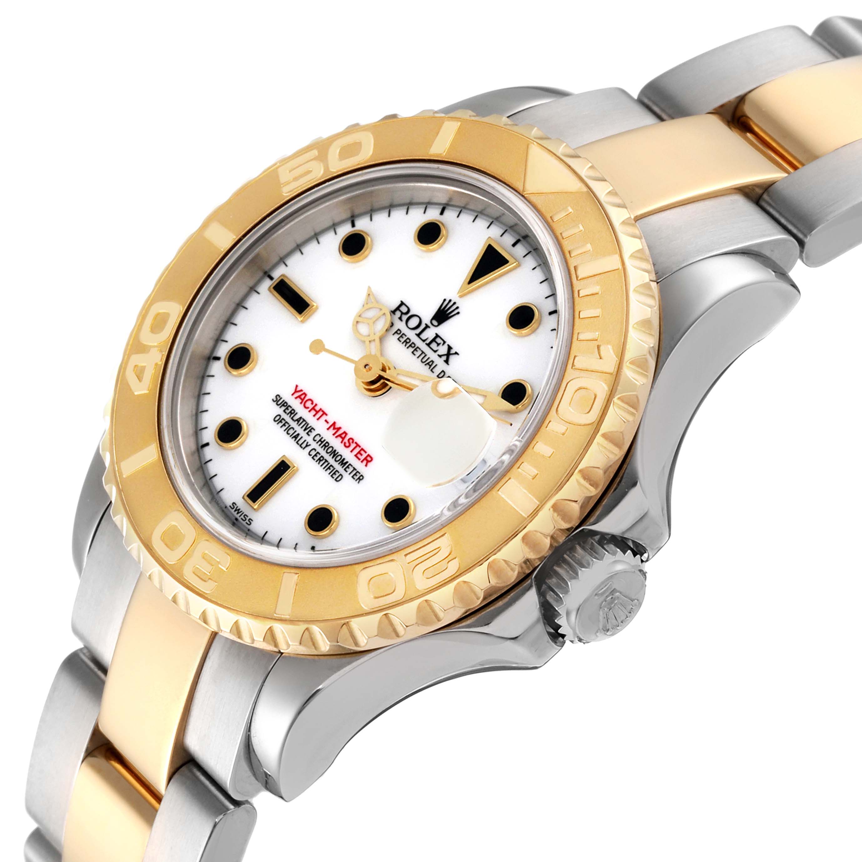 Rolex Yachtmaster 29 White Dial Steel Yellow Gold Ladies Watch 169623 ...