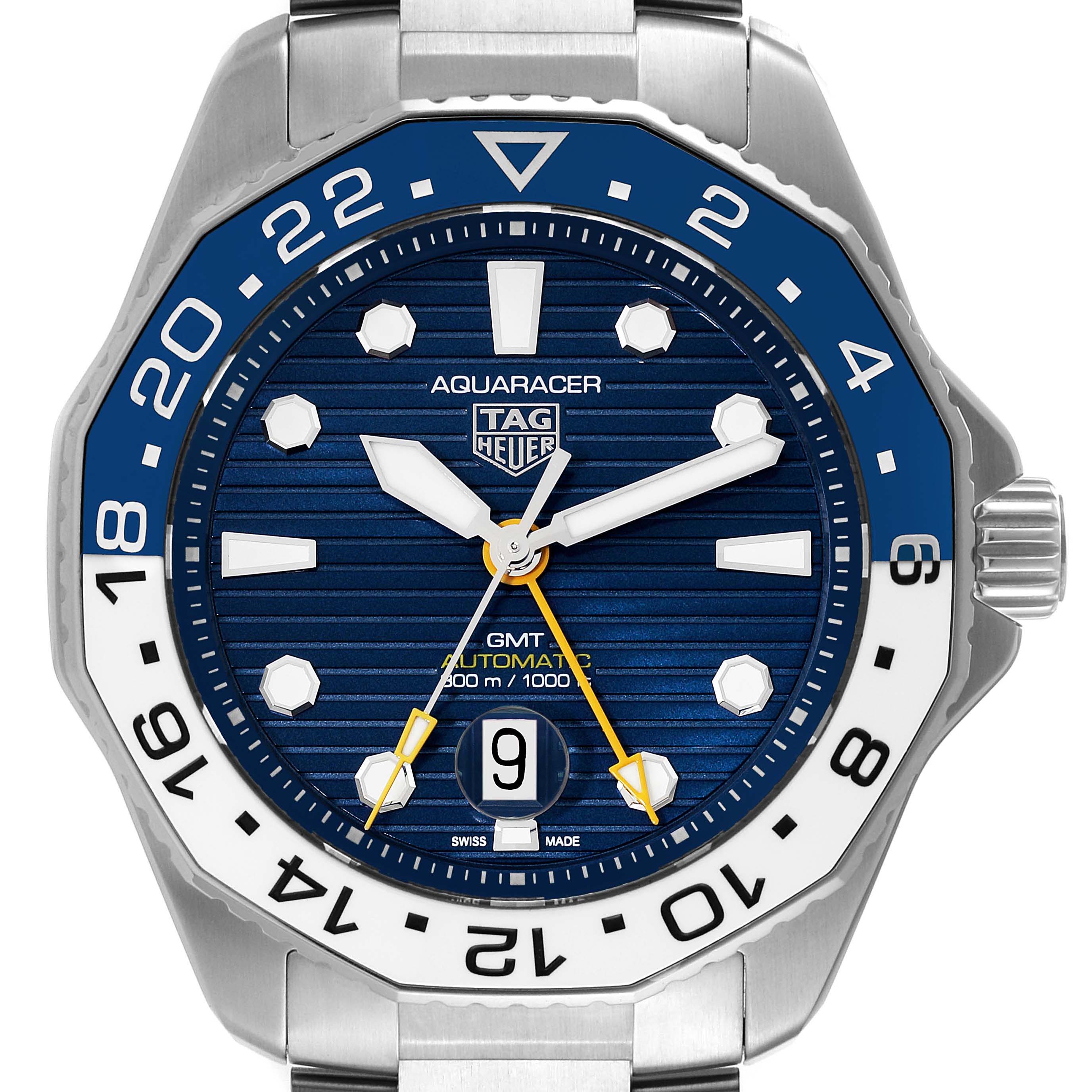 The image shows a front view of the Tag Heuer Aquaracer WBP2010.BA0632 Men's Stainless Steel Blue Dial WBP2010.BA0632 Men's Stainless Steel Blue Dial watch, displaying the dial, bezel, and part of the bracelet.