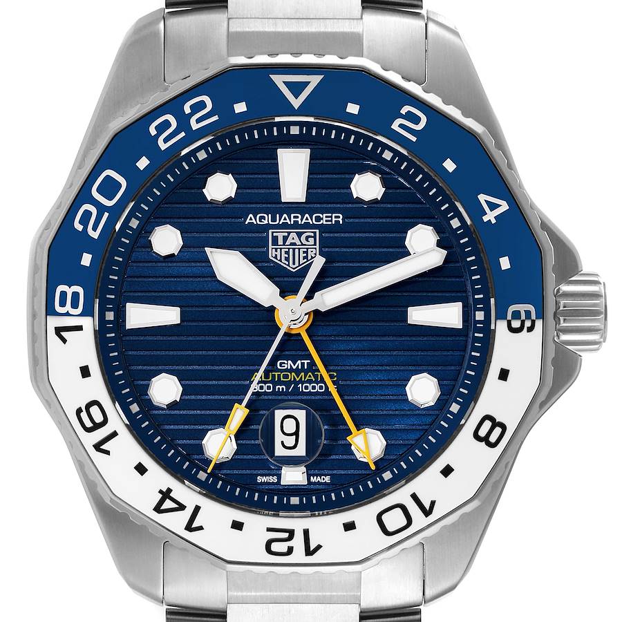 Tag Heuer Aquaracer Professional 300 GMT Blue Dial Steel Mens Watch WBP2010 SwissWatchExpo