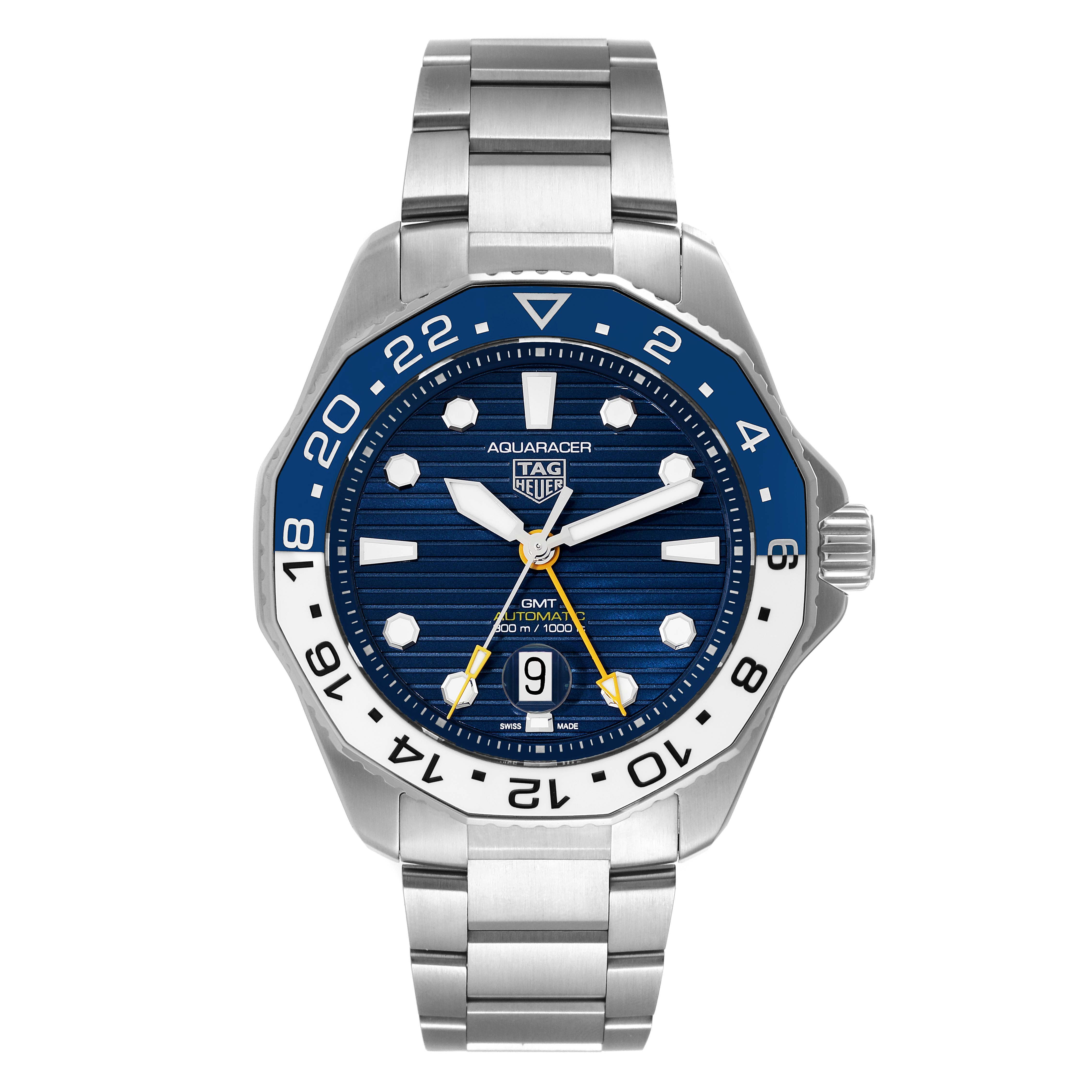 The image shows a front view of the Tag Heuer Aquaracer WBP2010.BA0632 Men's Stainless Steel Blue Dial WBP2010.BA0632 Men's Stainless Steel Blue Dial watch, displaying its dial, bezel, and bracelet.