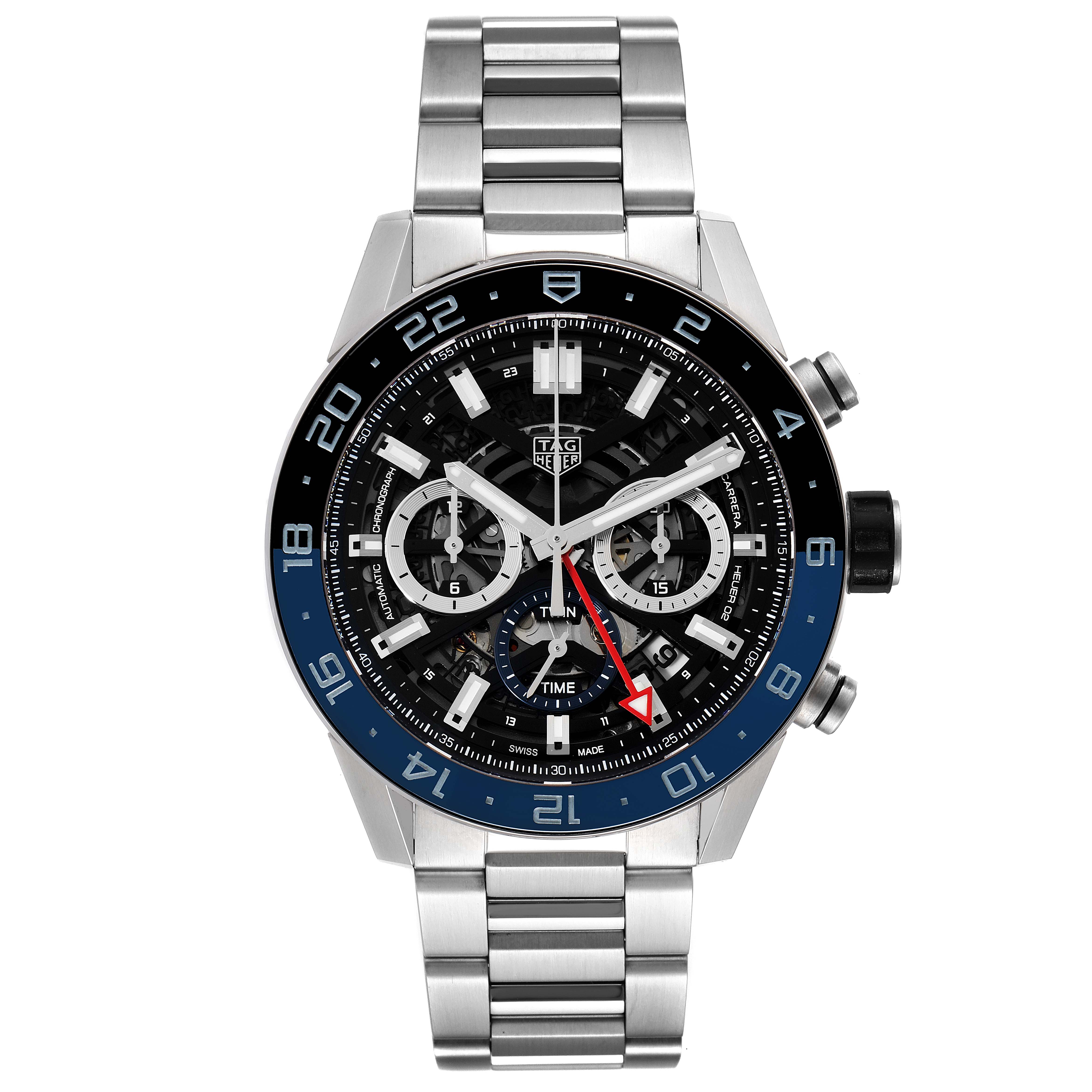 Tag Heuer Carrera Batman Bezel Chronograph Steel Watch CBG2A1Z Box Card ...