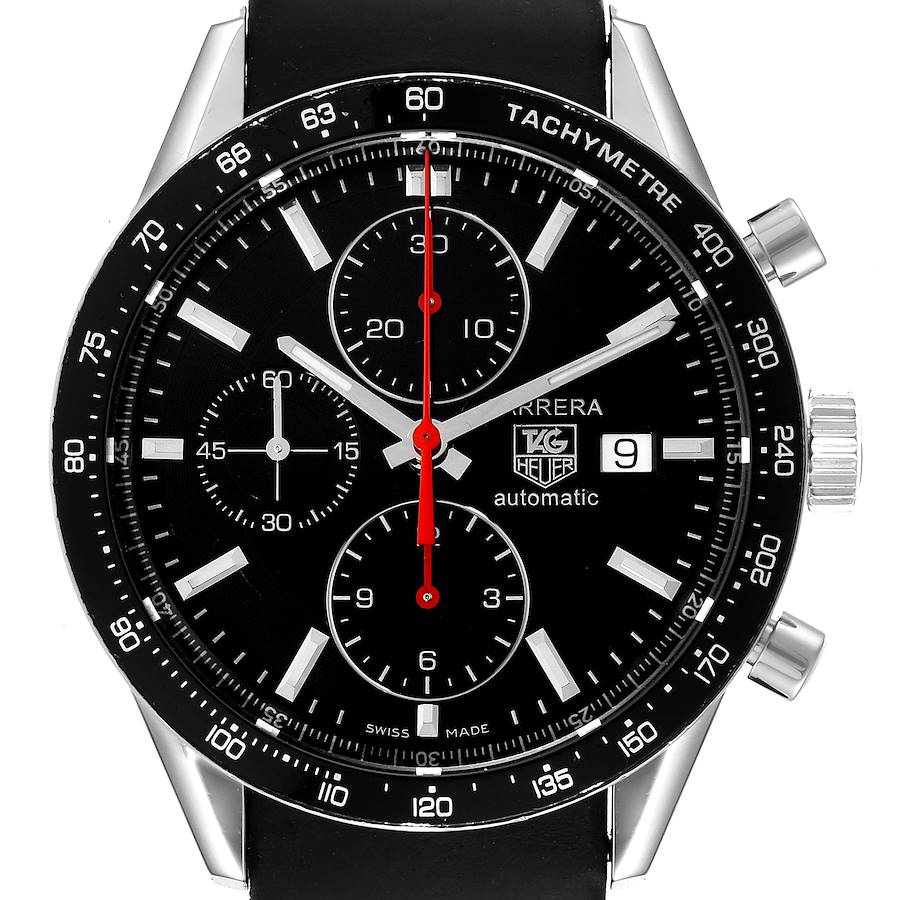 Tag Heuer Carrera Black Dial Chronograph Steel Mens Watch CV2014 SwissWatchExpo