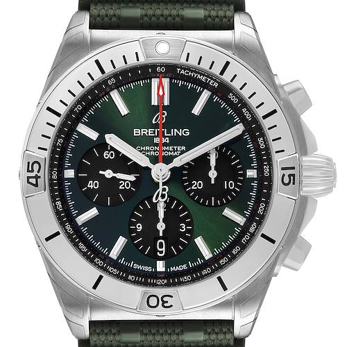 Photo of Breitling Chronomat B01 Steel Green Dial Mens Watch AB0134 Unworn