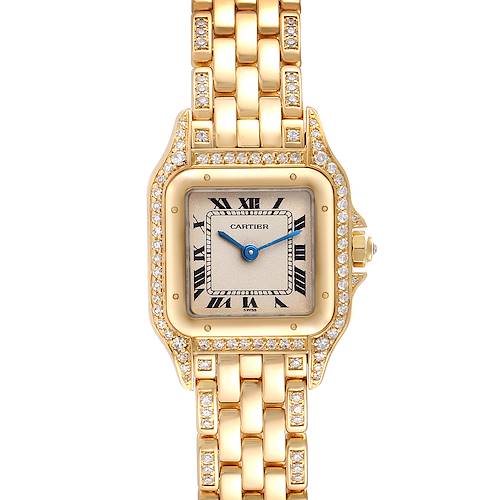 Photo of Cartier Panthere Small 18k Yellow Gold Silver Dial Diamonds Ladies Watch