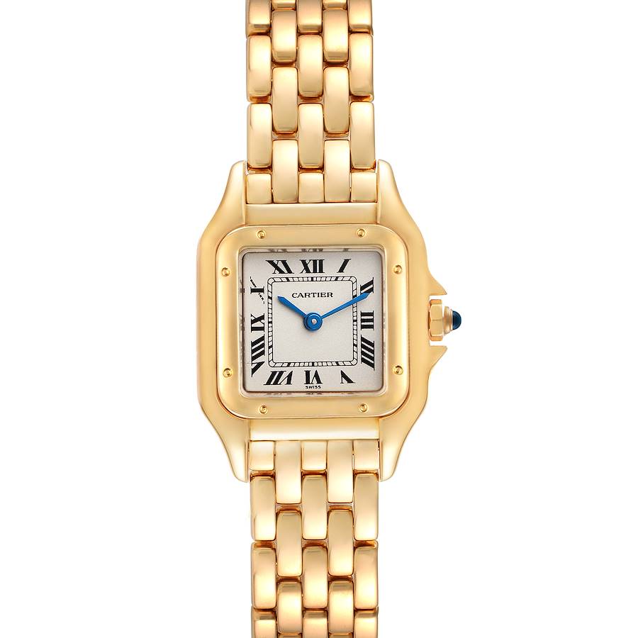 Cartier Panthere Small Yellow Gold Silver Dial Watch W25022B9 Box Papers SwissWatchExpo