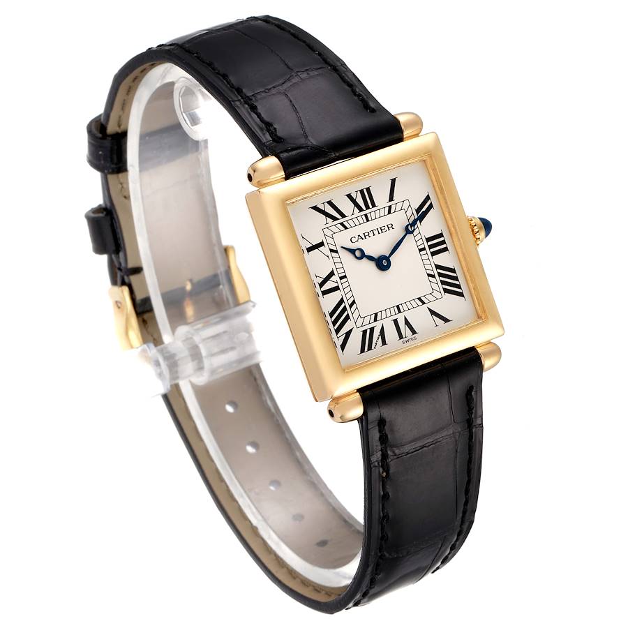 Cartier Tank Obus 18k Yellow Gold Silver Dial Ladies Watch 1630 ...