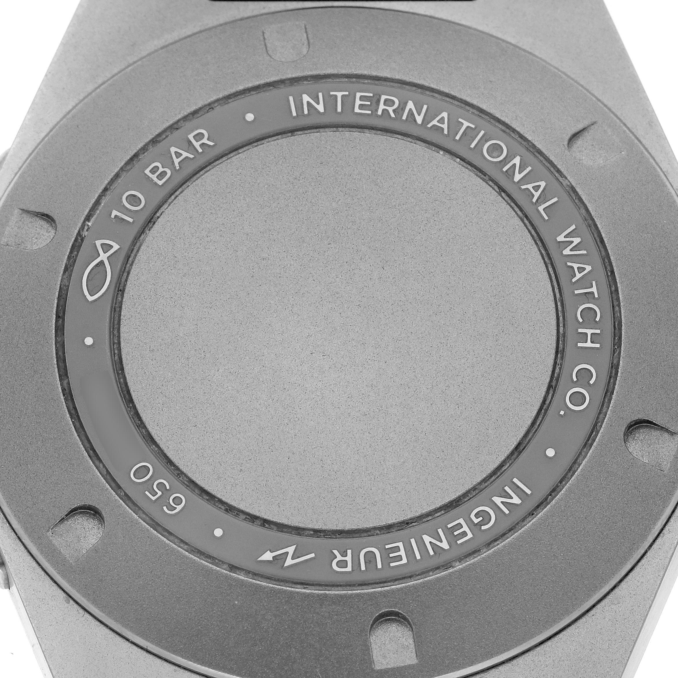 The image shows the back case of an IWC Ingenieur IW328904 Men's Titanium Grey Dial IW328904 Men's Titanium Grey Dial watch, highlighting the brand name and water resistance rating.