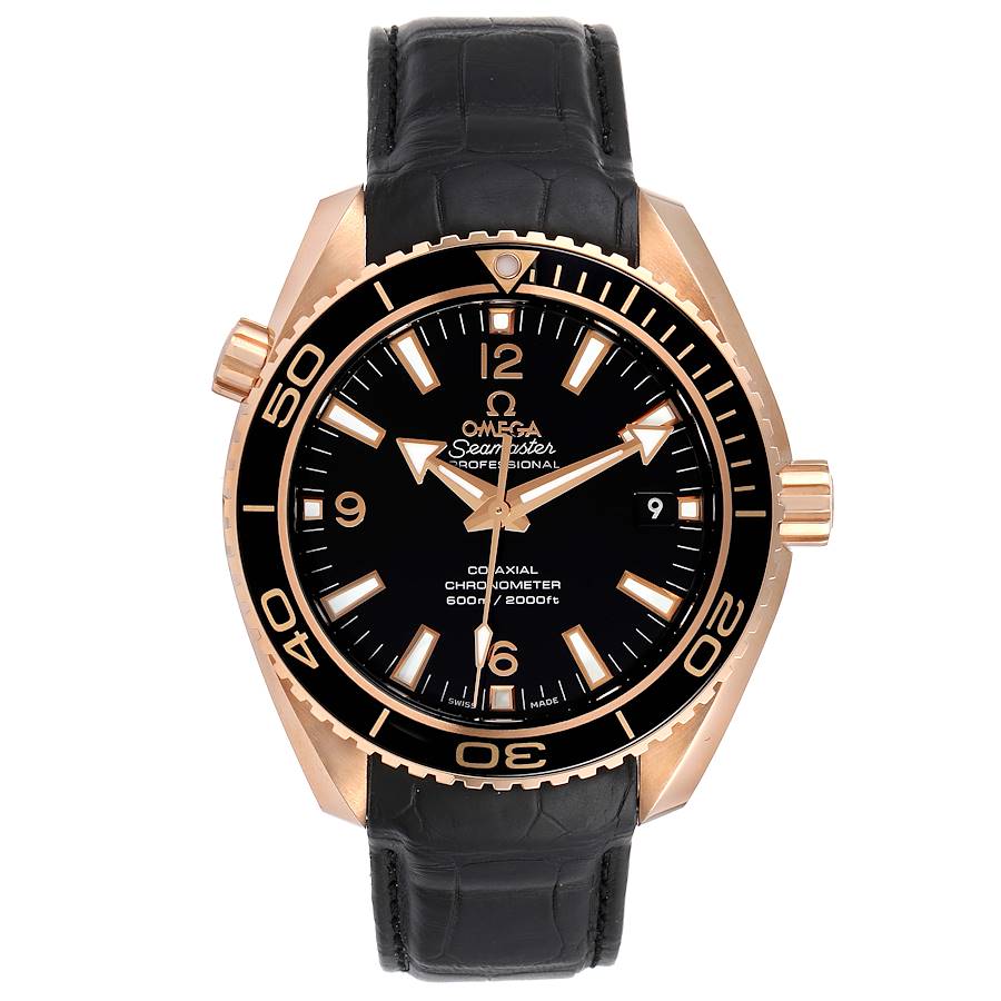 Omega seamaster planet ocean gmt 18kt rose gold automatic men's watch new arrivals