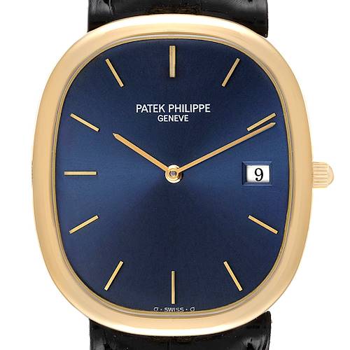 Photo of Patek Philippe Golden Ellipse Yellow Gold Blue Dial Mens Watch 3747