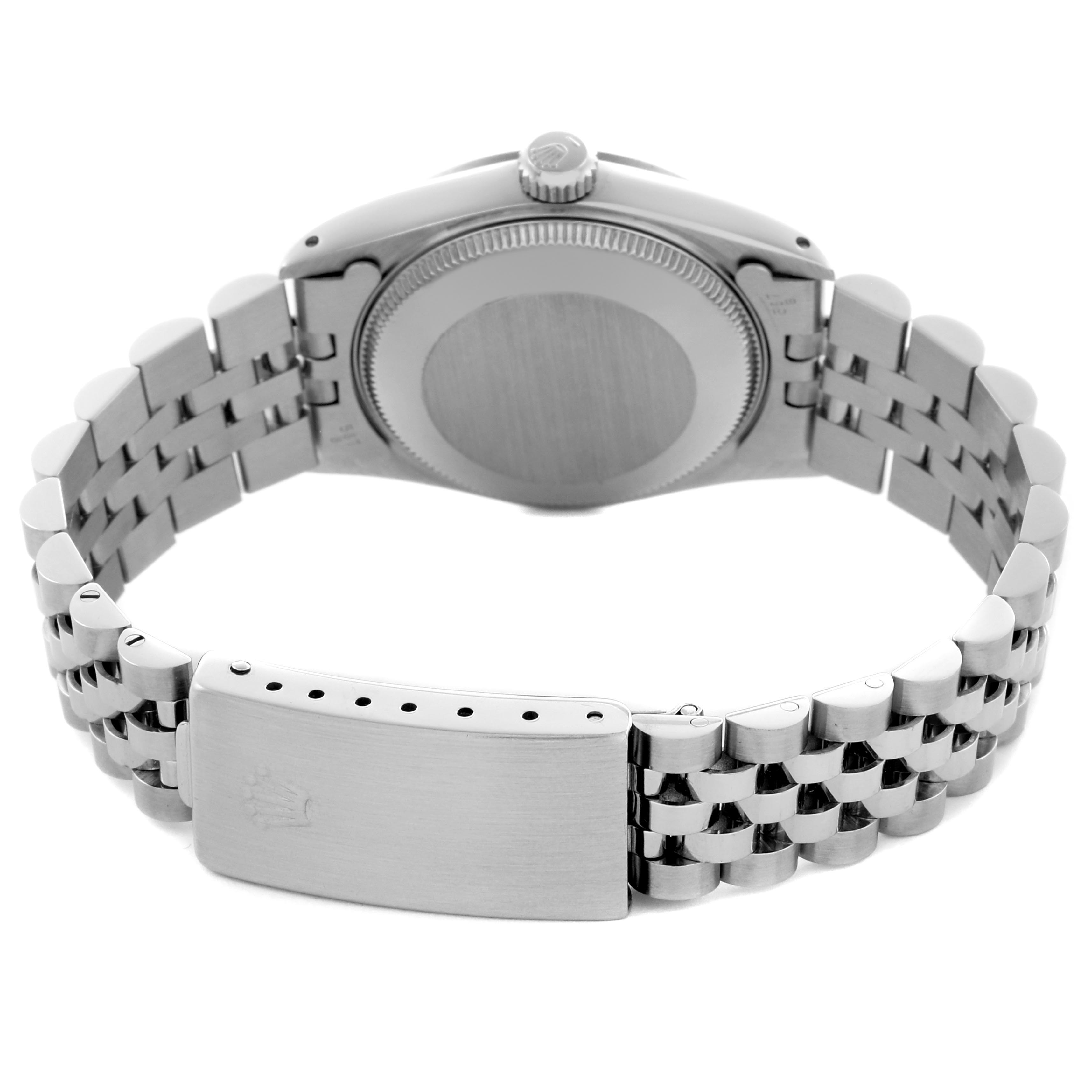 The image shows the back and bracelet clasp of a Rolex Mid-Size 68274 Women's Stainless Steel Silver Dial 68274 Women's Stainless Steel Silver Dial model, viewed from a low angle.