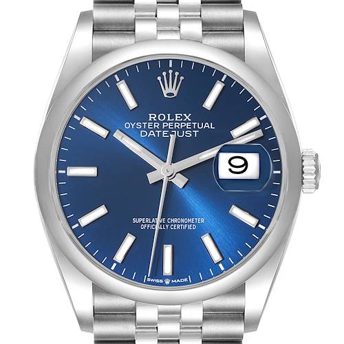 Photo of Rolex Datejust 36 Blue Dial Domed Bezel Steel Mens Watch 126200