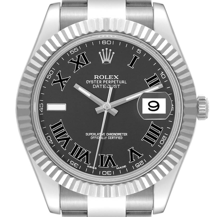 Rolex Datejust II 41mm Grey Dial Steel White Gold Mens Watch 116334 SwissWatchExpo