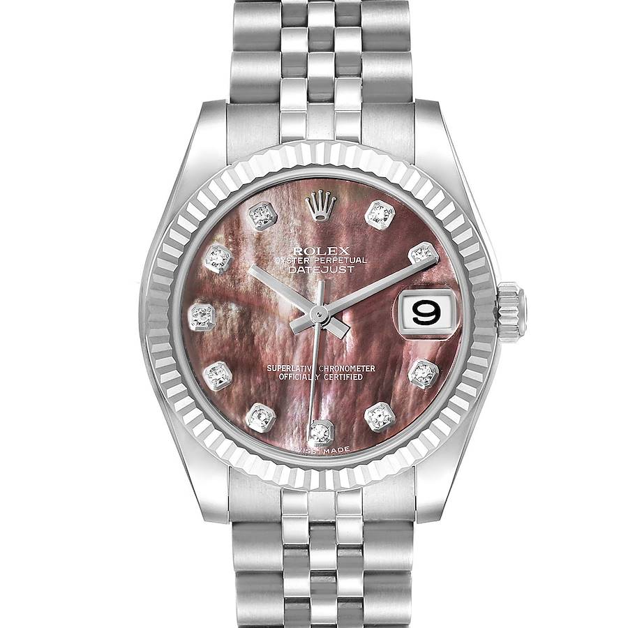 Rolex Datejust Midsize Steel White Gold Mother of Pearl Diamond Ladies Watch 178274 Box Card SwissWatchExpo