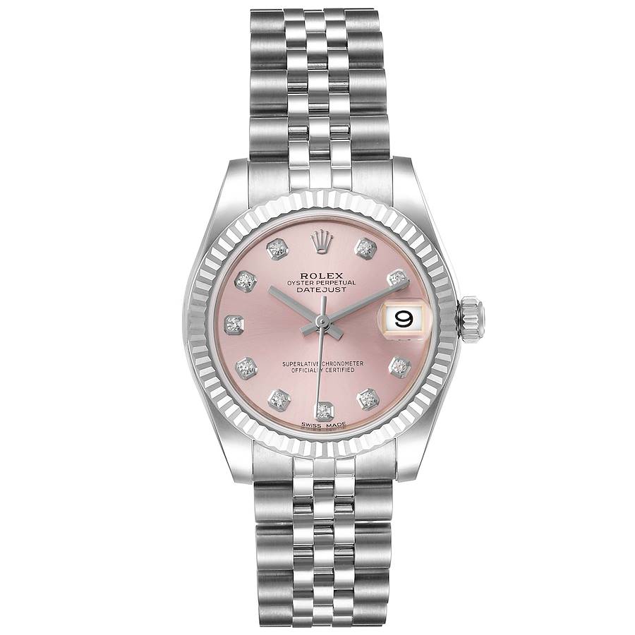 Rolex Datejust Midsize Steel White Gold Pink Diamond Dial Watch 178274 ...