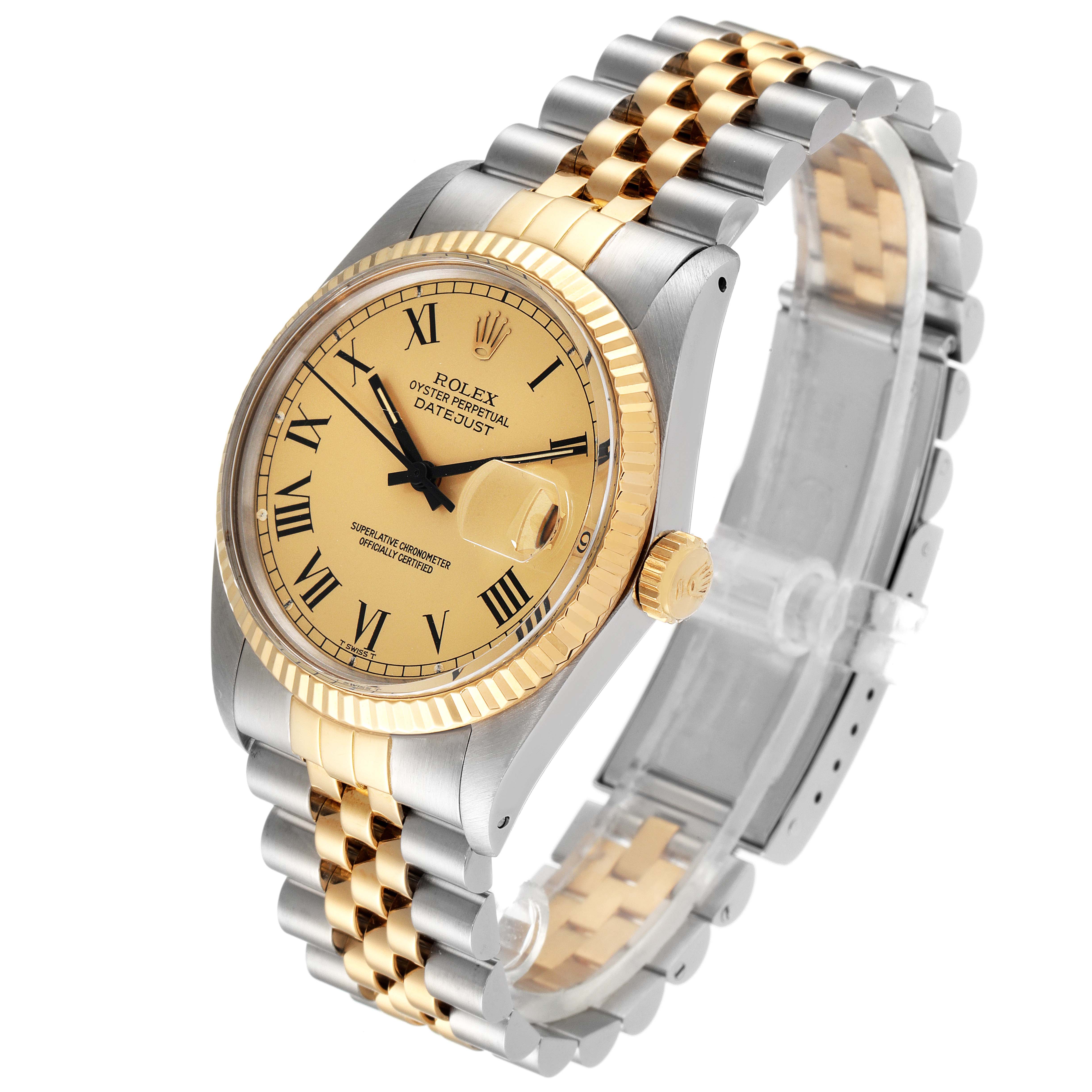 The Rolex Vintage Collection 16013 Men's Steel and Gold (two tone) Champagne Dial 16013 Men's Steel and Gold (two tone) Champagne Dial model is shown at a three-quarter angle displaying the dial, band, crown, and case.
