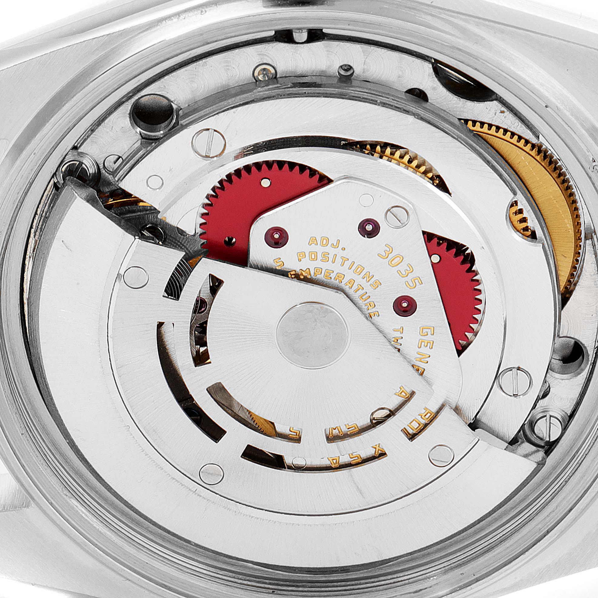 This image shows the intricate internal mechanism of a Rolex Vintage Collection 16013 Men's Steel and Gold (two tone) Champagne Dial 16013 Men's Steel and Gold (two tone) Champagne Dial watch.