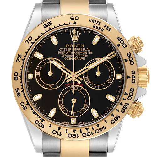 Photo of Rolex Daytona Steel Yellow Gold Black Dial Mens Watch 116503 Box Card