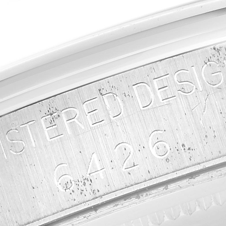 The image shows a close-up of the case engraving on the Rolex Vintage Collection 6426 Men's Stainless Steel Silver Dial 6426 Men's Stainless Steel Silver Dial watch displaying the model number.