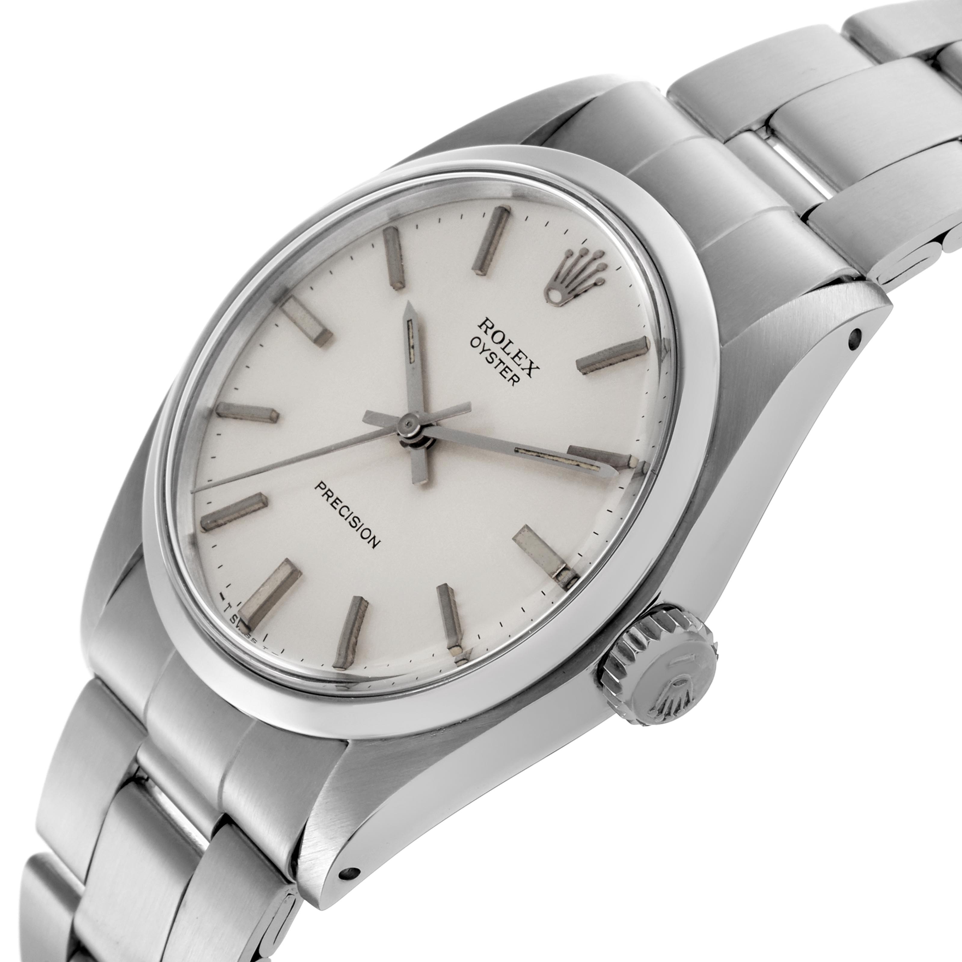 The Rolex Vintage Collection 6426 Men's Stainless Steel Silver Dial 6426 Men's Stainless Steel Silver Dial watch is shown at an angled view, displaying the face, bezel, crown, and part of the bracelet.