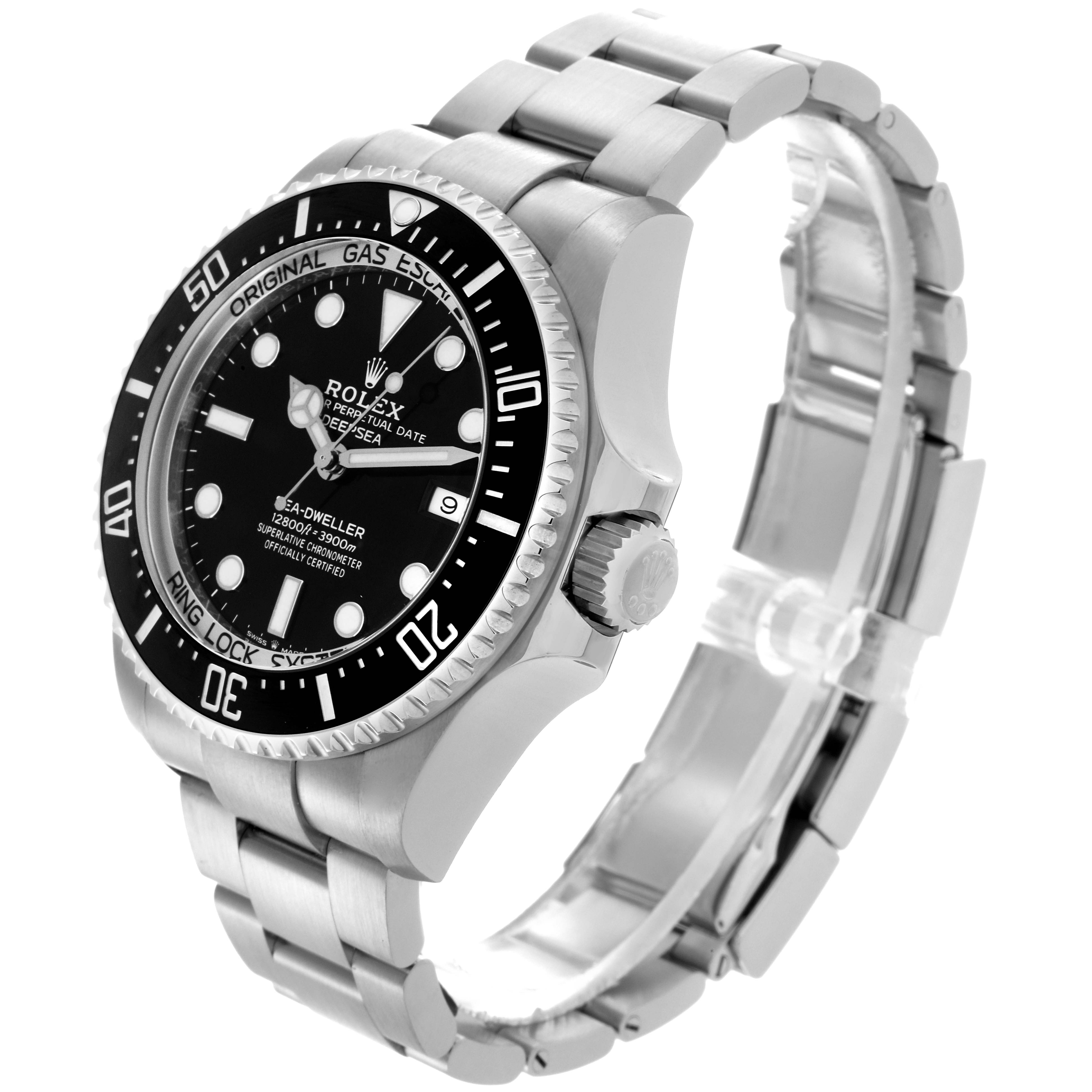 The Rolex Sea-Dweller 126660 Men's Stainless Steel Black Dial 126660 Men's Stainless Steel Black Dial watch is shown at a slight angle, displaying the face, bezel, crown, and bracelet.