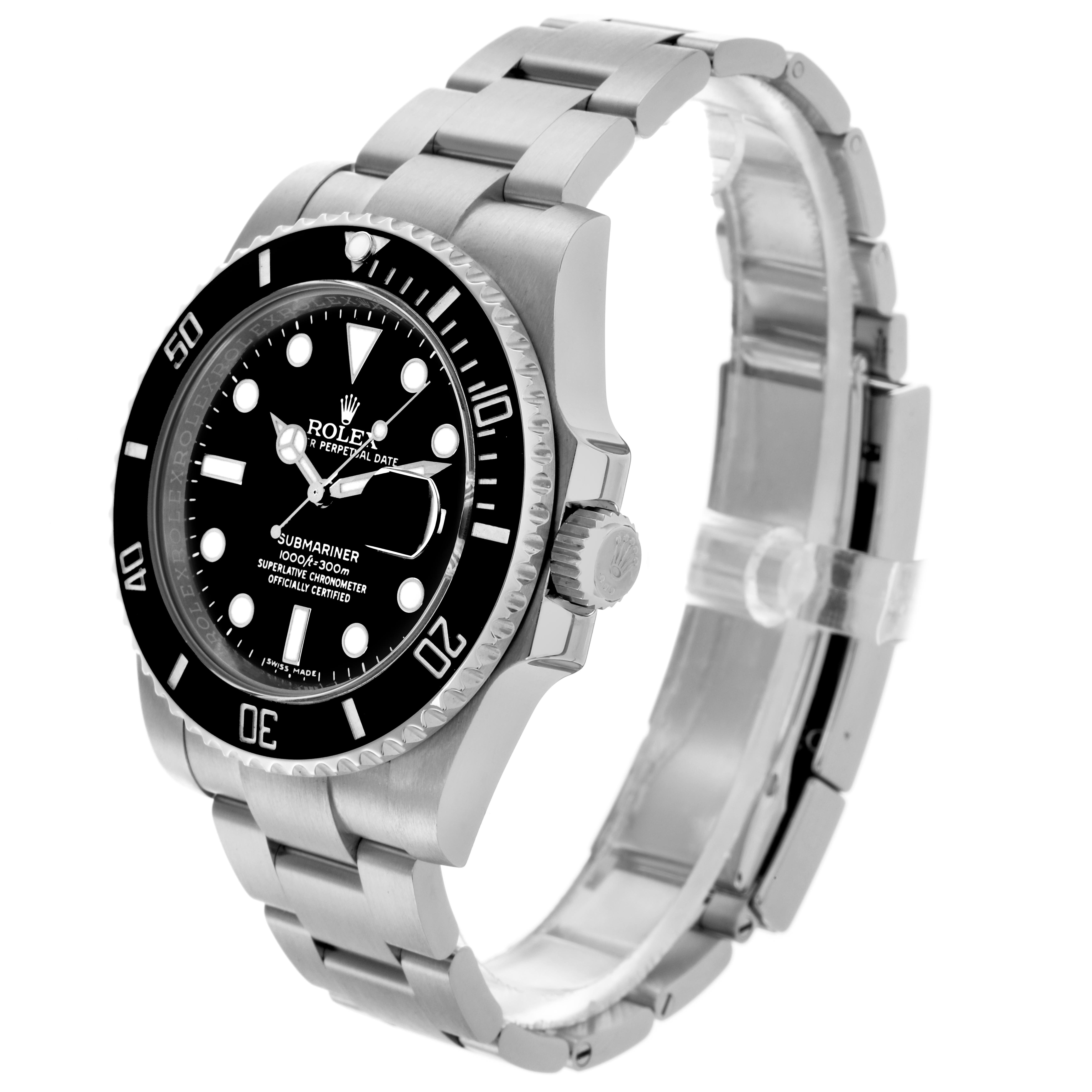 The Rolex Submariner 116610LN Men's Stainless Steel Black Dial 116610LN Men's Stainless Steel Black Dial is shown at a slight angle, highlighting the bezel, dial, crown, and bracelet.