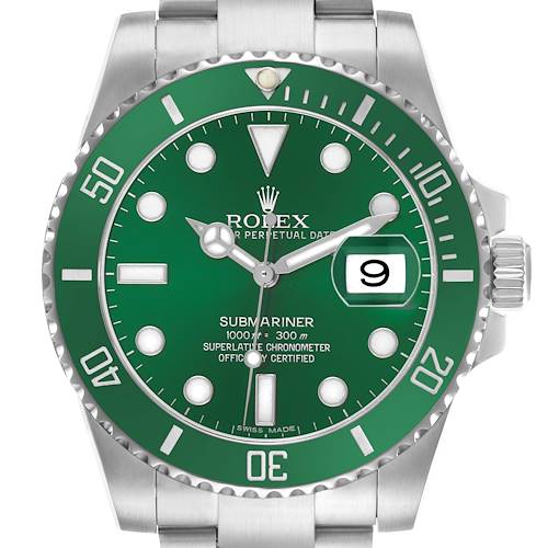Photo of Rolex Submariner Steel Hulk Green Dial Bezel Watch 116610 116610LV Box Card
