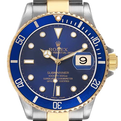 Photo of Rolex Submariner Steel Yellow Gold Blue Dial Bezel Mens Watch 16613