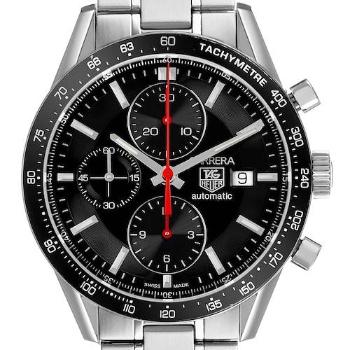 Photo of Tag Heuer Carrera Steel Black Dial Chronograph Mens Watch CV2014 Box Card