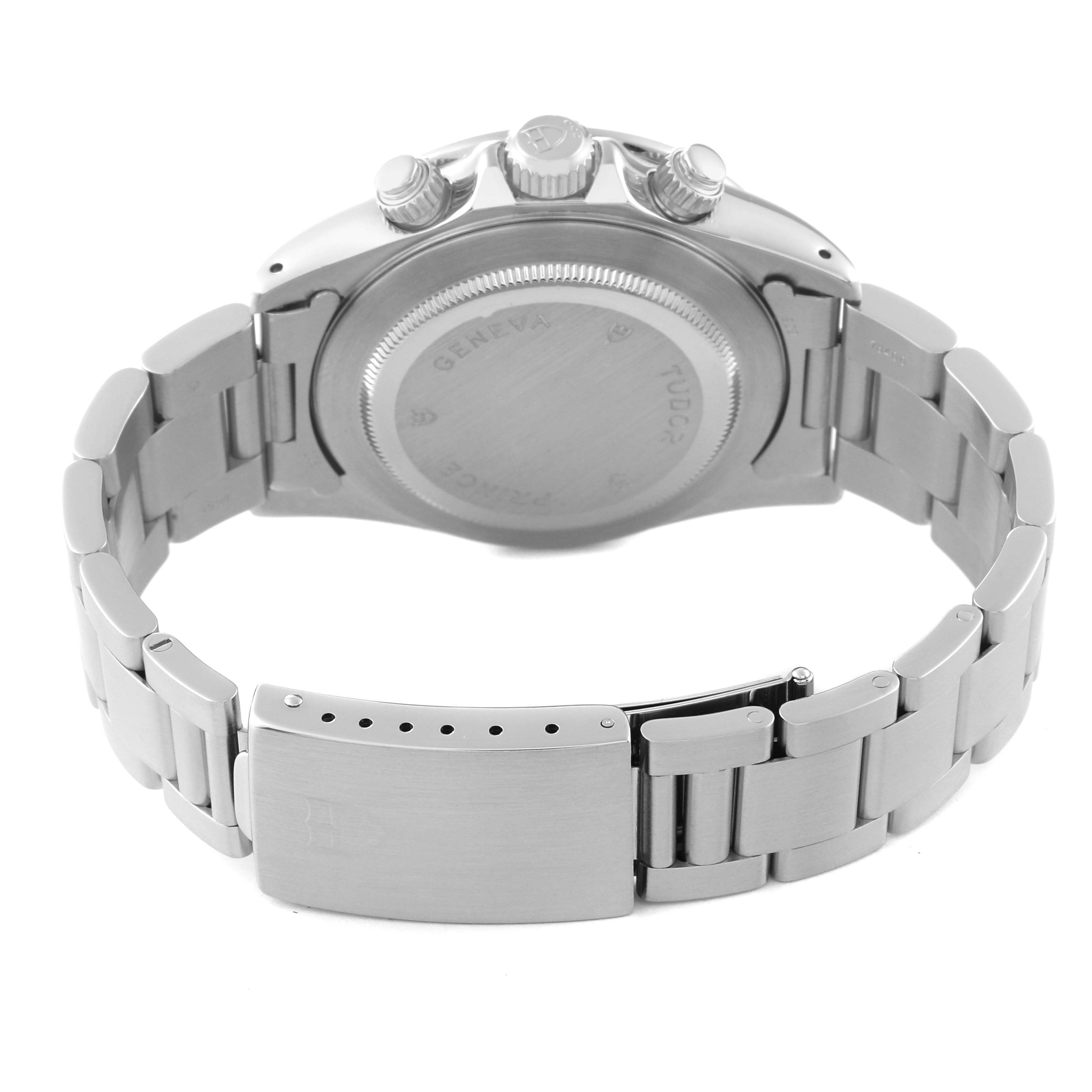This image shows the back view of a Tudor Prince watch, highlighting the case back, bracelet, and clasp.