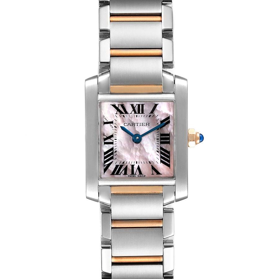 Cartier Tank Francaise Steel Rose Gold Mother of Pearl Watch W51027Q4 Box SwissWatchExpo