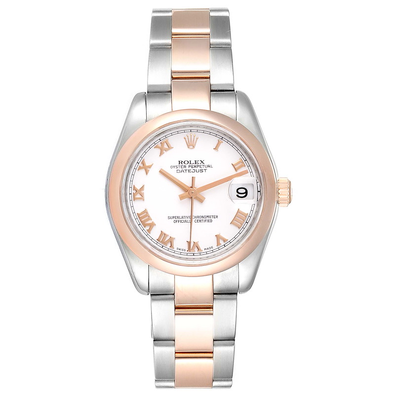 Rolex Datejust 31 Midsize Steel Rose Gold White Dial Ladies Watch 178241 SwissWatchExpo