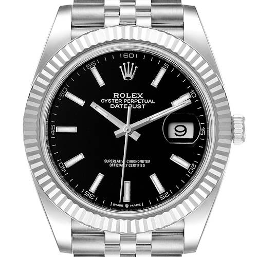Photo of Rolex Datejust 41 Steel White Gold Black Dial Mens Watch 126334 Unworn