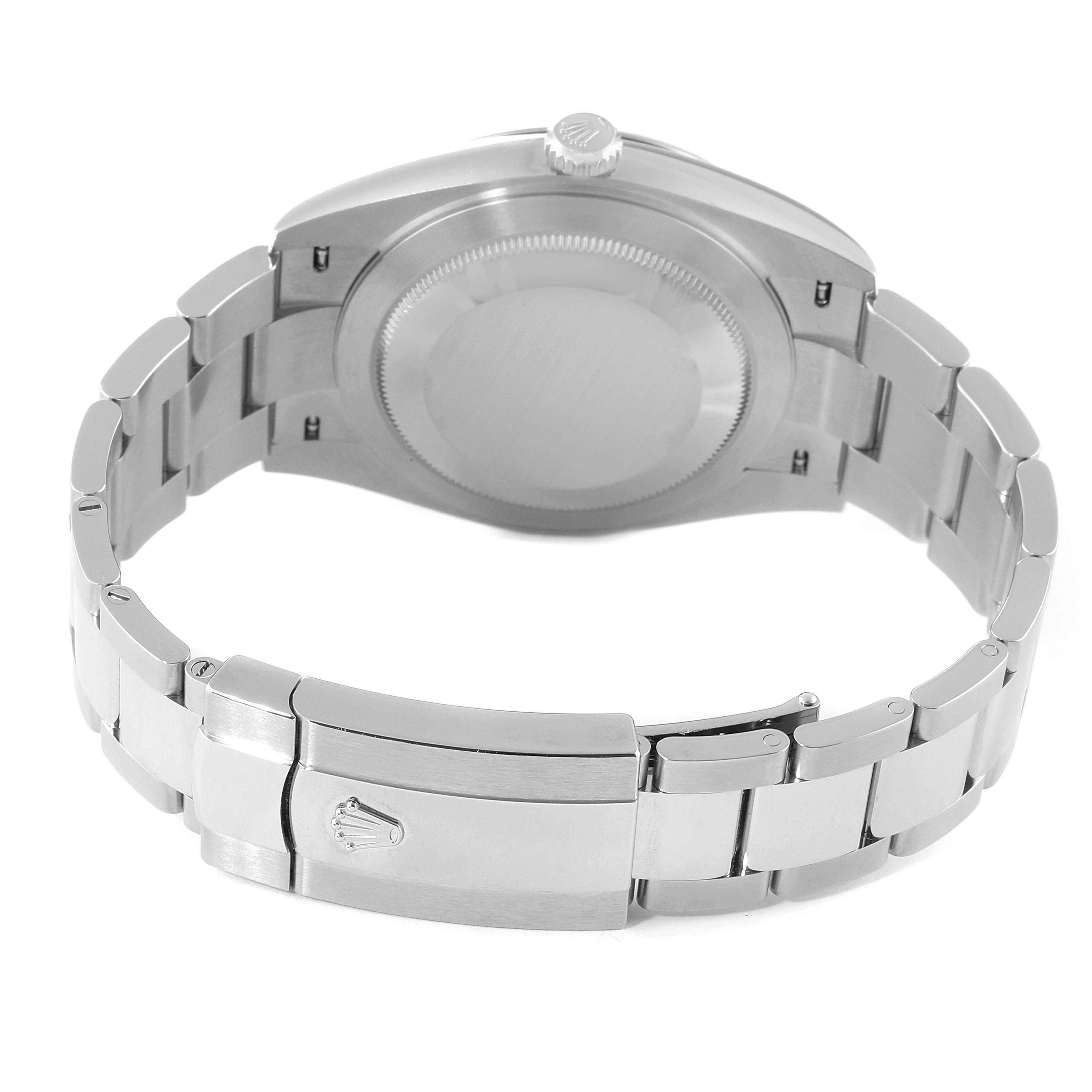 The image shows the case back, crown, and bracelet of a Rolex Datejust 41 126334 Men
s Stainless Steel Black Dial 126334 Men
s Stainless Steel Black Dial from a rear angle.