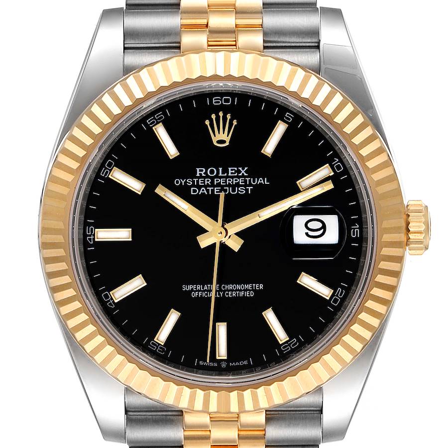 Rolex Datejust 41 Steel Yellow Gold Black Dial Mens Watch 126333 Unworn SwissWatchExpo