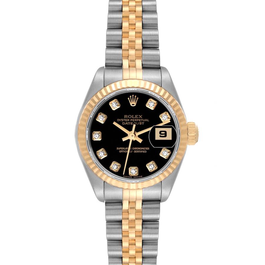 Rolex Datejust Steel Yellow Gold Black Diamond Dial Ladies Watch 79173 SwissWatchExpo