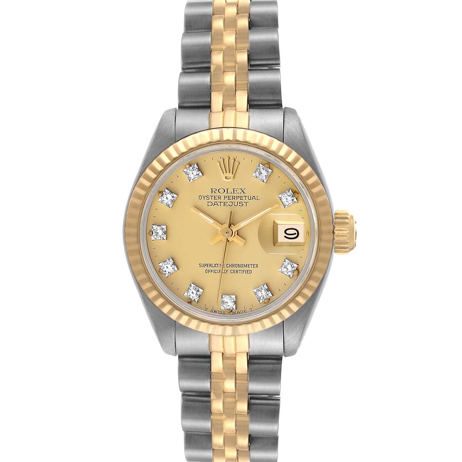 Rolex Datejust Steel Yellow Gold Champagne Diamond Dial Ladies Watch 6917 SwissWatchExpo