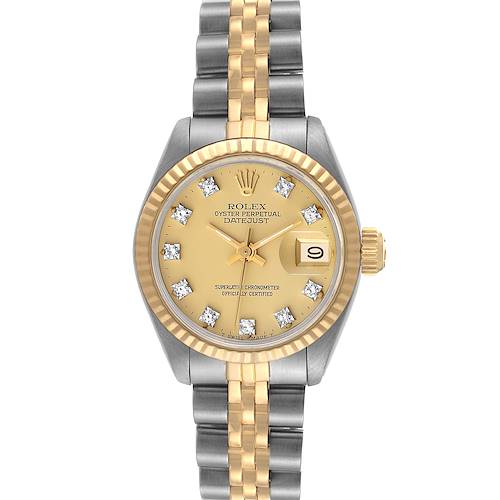 Photo of Rolex Datejust Steel Yellow Gold Champagne Diamond Dial Ladies Watch 6917