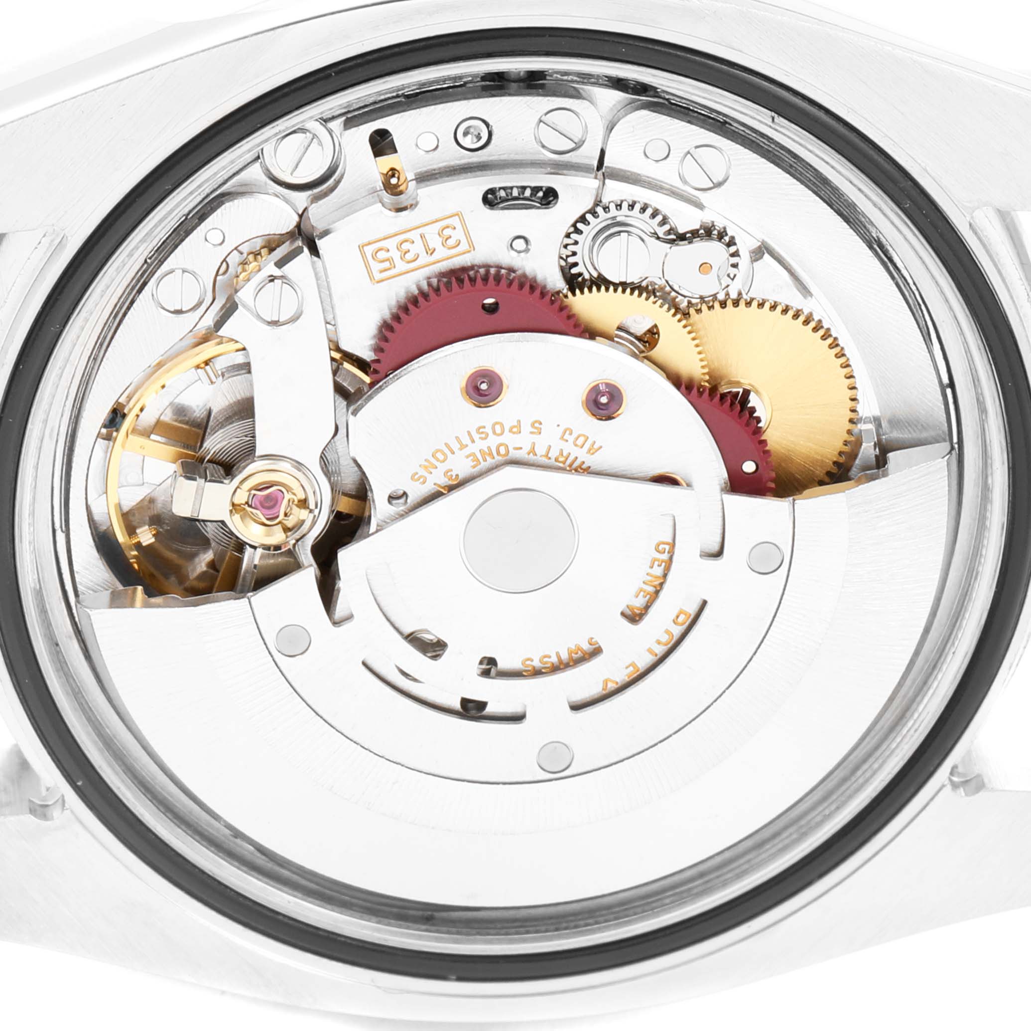 This image shows the internal mechanical components of a Rolex Turn-o-Graph 116264 Men's Stainless Steel Black Dial 116264 Men's Stainless Steel Black Dial watch viewed from the back.