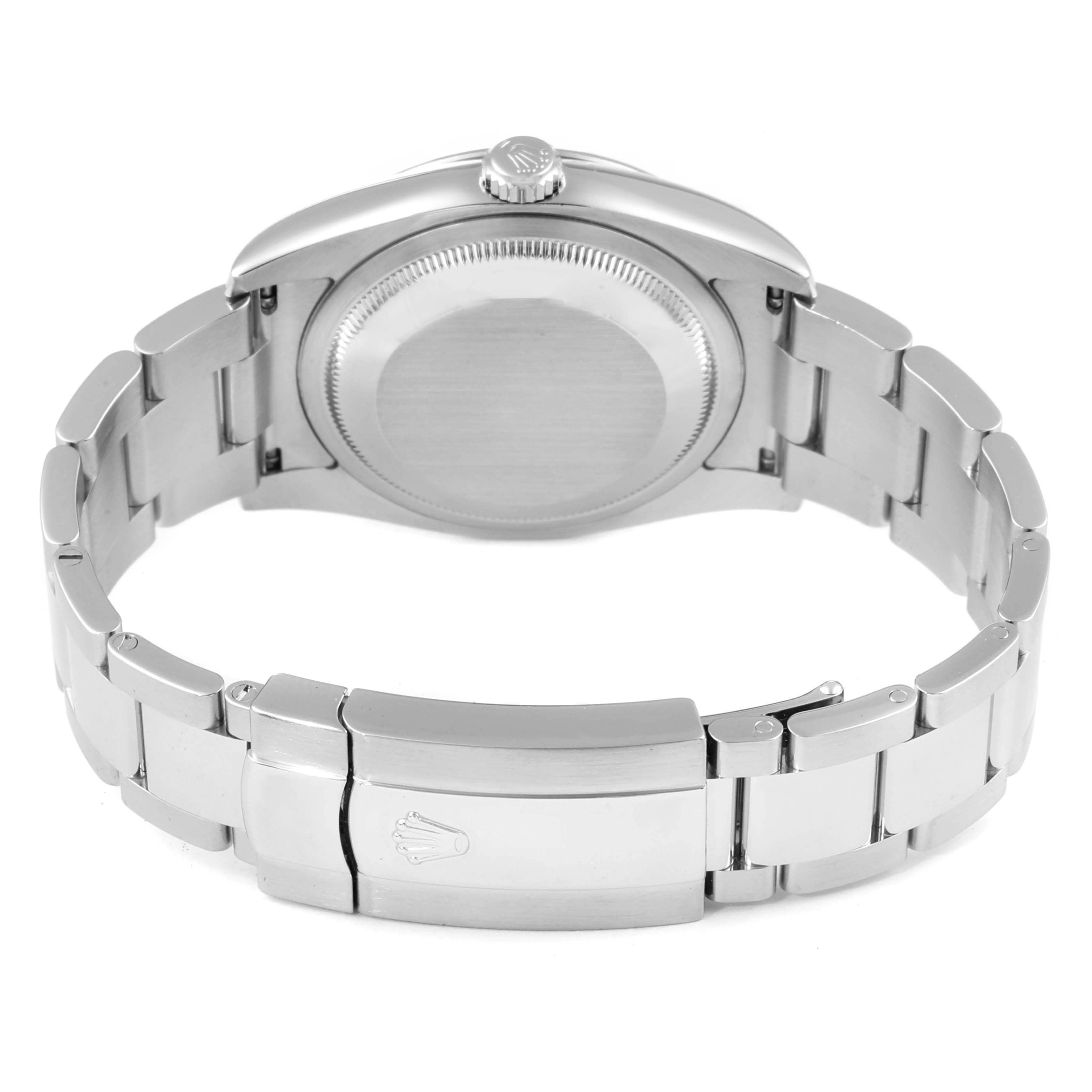 This image shows the back side of the Rolex Turn-o-Graph 116264 Men's Stainless Steel Black Dial 116264 Men's Stainless Steel Black Dial watch, highlighting its clasp, bracelet, and case back.