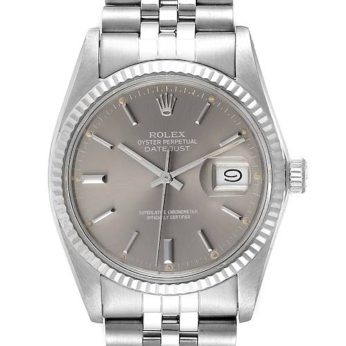 Photo of Rolex Datejust Vintage Steel White Gold Grey Dial Mens Watch 16014