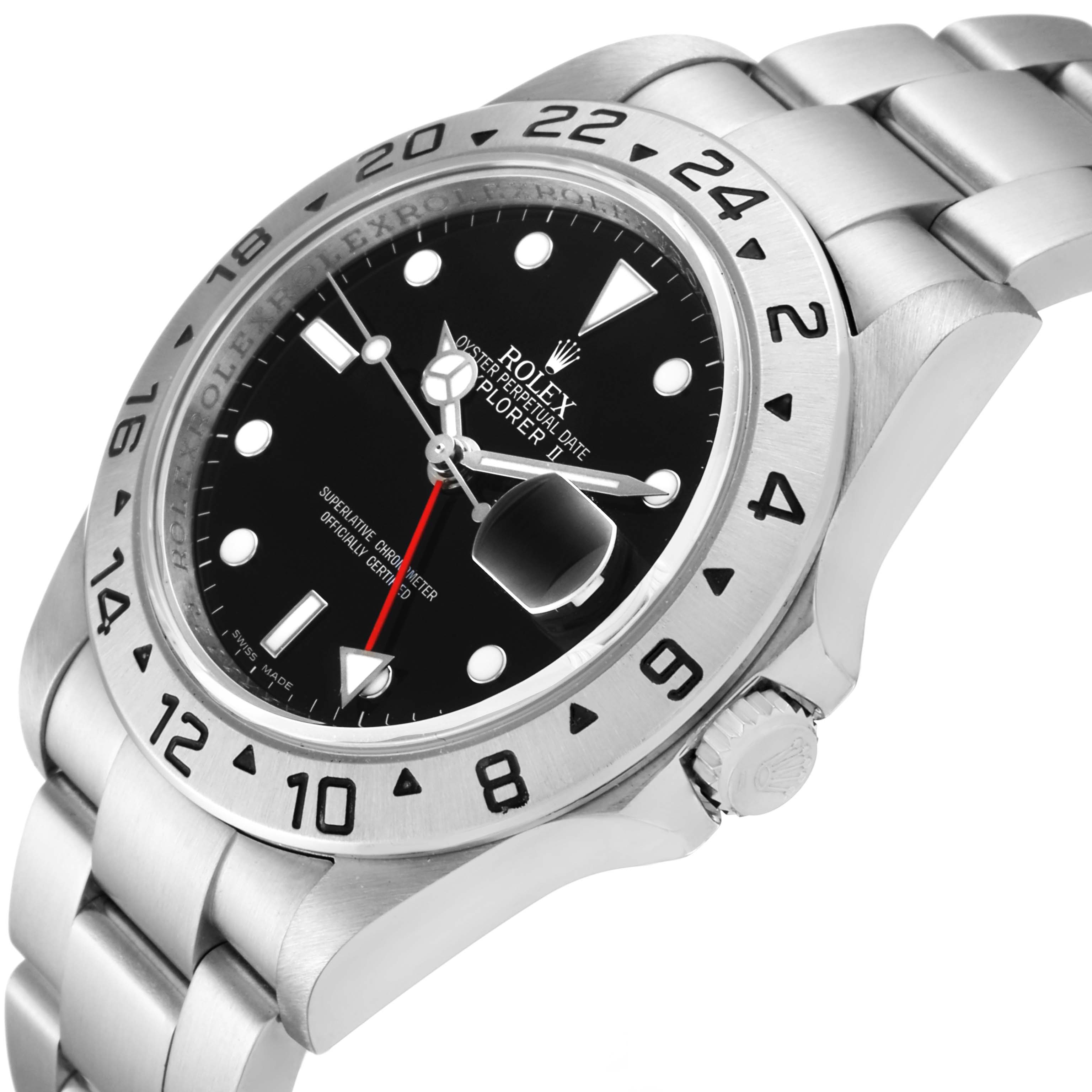 The image shows a side angle of the Rolex Explorer 16570 Men's Stainless Steel Black Dial 16570 Men's Stainless Steel Black Dial watch, highlighting the bezel, crown, and bracelet.