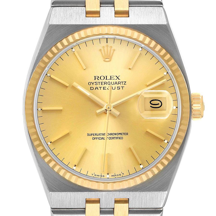 Rolex Oysterquartz Datejust Steel Yellow Gold Mens Watch 17013 Box Papers SwissWatchExpo