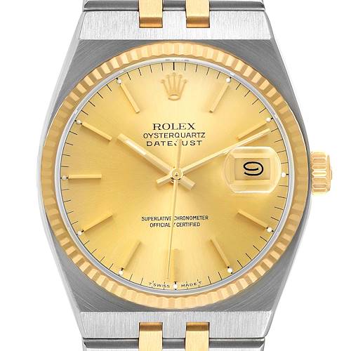 Photo of Rolex Oysterquartz Datejust Steel Yellow Gold Mens Watch 17013 Box Papers