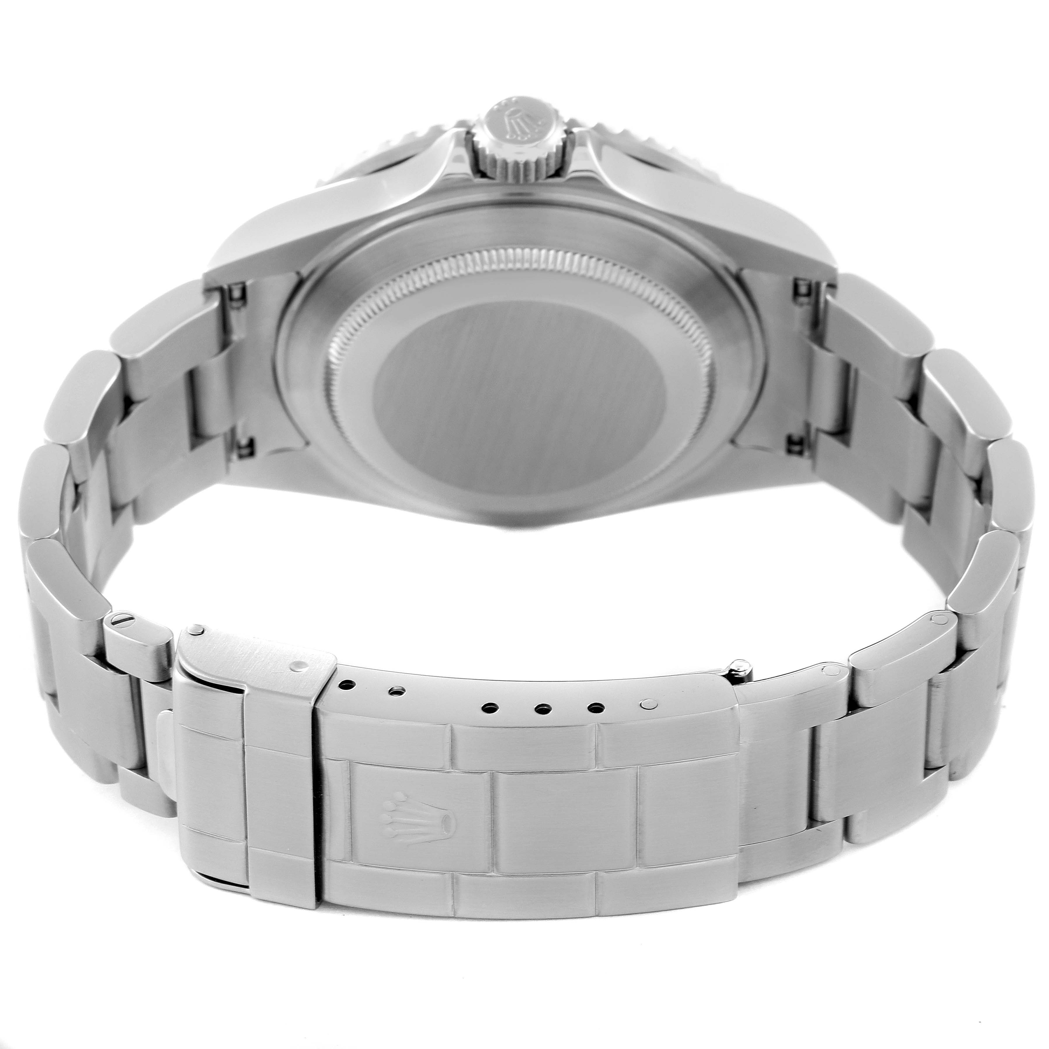 This image shows the back view of a Rolex Submariner 16610 Men
s Stainless Steel Black Dial 16610 Men
s Stainless Steel Black Dial watch, highlighting the case back and bracelet.