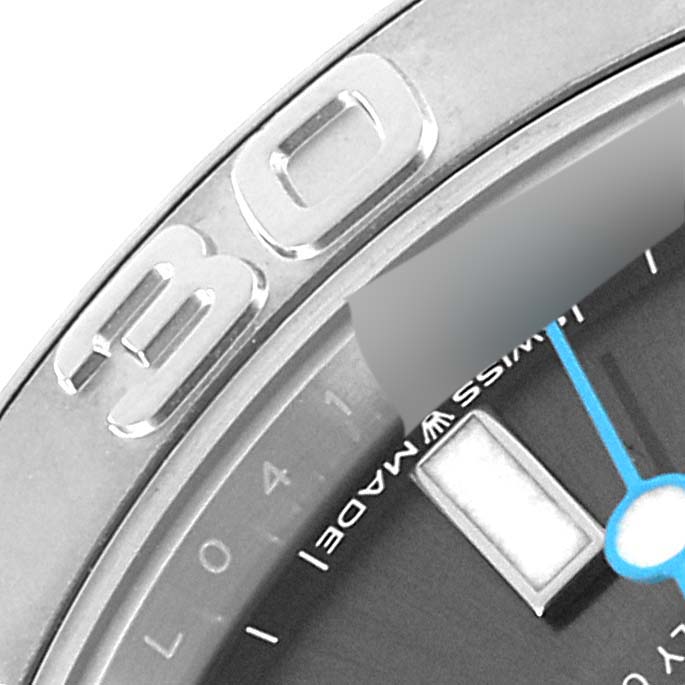 The image shows a close-up view of the bezel and dial of a Rolex Yacht-Master 268622 Men's Stainless Steel Grey Dial 268622 Men's Stainless Steel Grey Dial watch.