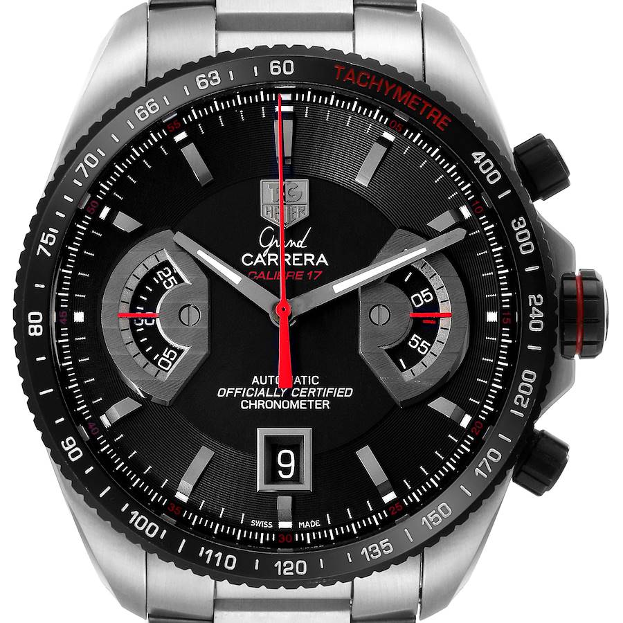 Tag Heuer Grand Carrera Black Dial Automatic Steel Mens Watch CAV511C SwissWatchExpo