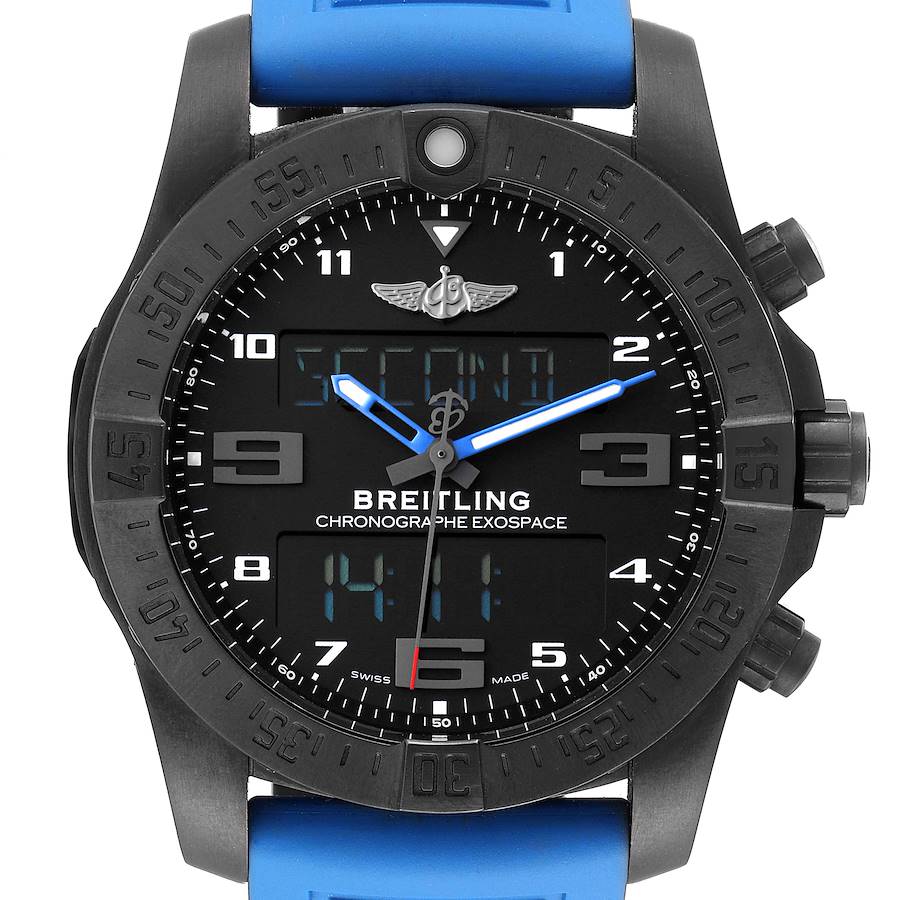 Breitling Exospace DLC Coated Titanium Rubber Strap Mens Watch VB5510 Box Papers SwissWatchExpo