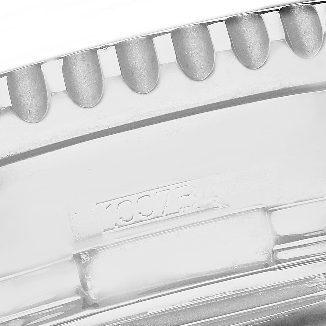 The image shows a close-up of the side detail and bezel notches of the Breitling Navitimer A24322 Men's Stainless Steel Silver Dial A24322 Men's Stainless Steel Silver Dial watch.