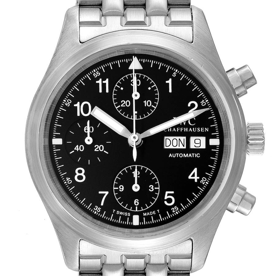 IWC Pilot Flieger Chronograph Day Date Automatic Watch IW370607 Box Card SwissWatchExpo